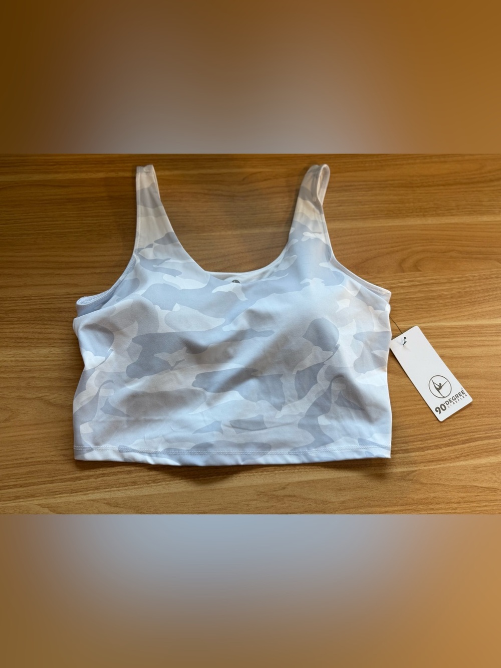 90 Degrees by Reflex Light Gray & White Camo Sports Bra Size XL